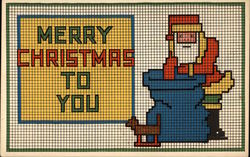 Merry Christmas to You - Santa and Sack Needlepoint Style Santa Claus Postcard Postcard