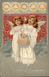 Christmas Greetings Angels Postcard Postcard