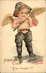 Fisherman Cupid - I've Caught It! Postcard