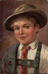 Boy in Traditional German Dress Postcard