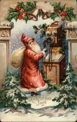 Santa with Old-Fashioned Telephone Postcard