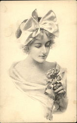 Woman with Bow in Hair Postcard