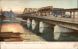 Charlestown Bridge and Elevated Railway Boston, MA Postcard Postcard