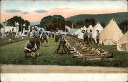 View of Men in Camp Army Postcard Postcard