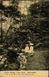 Rustic Bridge, Lake Park Milwaukee, WI Postcard Postcard