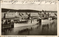 Steamers on the Bay Lake Geneva, WI Postcard Postcard