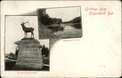 Elk's Monument and Wabash River Logansport, IN Postcard Postcard