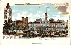 City Hall and Park New York, NY Postcard Postcard