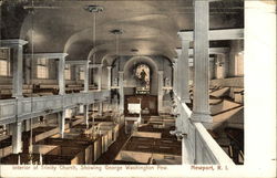 Interior of Trinity Church, Showing George Washington Pew Postcard