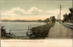 Ell Pond and Main Street Looking North Melrose, MA Postcard Postcard