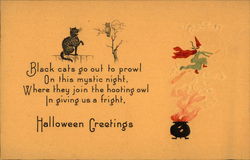 Rare Embossed Halloween Greetings Postcard Postcard