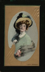 Lady Disdain, With Fancy Hat and Fur Wrap Women Postcard Postcard