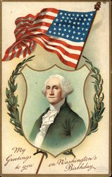 George Washington and the American Flag Postcard