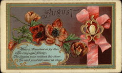 August Birthday with Flowers and Moonstone Postcard