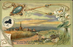 July Birthday with Water-lily & Turquoise Postcard