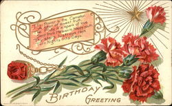 Birthday Greetings with Carnation & Ruby Postcard