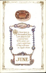 June Birthday Greetings with Agate Stone Postcard