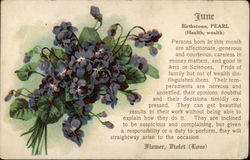 June Birthday with Pearl Birthstone & Violets Months Postcard Postcard