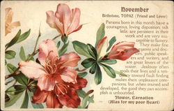 November with Flowers & Topaz Birthstone Months Postcard Postcard