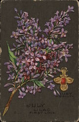 Lilacs and Ruby Months Postcard Postcard