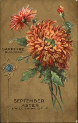 September Celebration, With Sapphire, for Success, and Aster Flowers Months Postcard Postcard