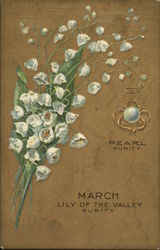 March, Pearl Purity, Lily of the Valley, Purity Months Postcard Postcard