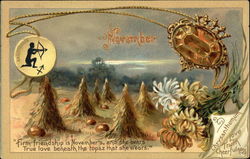 November Birthday - Topaz and Chrysanthemum Postcard