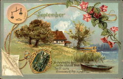 September Birthday with Morning Glory & Chrysolite Postcard