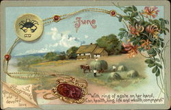 June, With Ring of Agate on Her Hand, Can Health, Long Life and Wealth Command Astrology & Zodiac Postcard Postcard