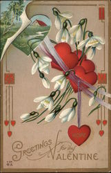 Greetings for my Valentine Hearts Postcard Postcard