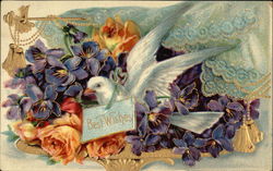 Best Wishes with Flowers and Dove Greetings Postcard Postcard