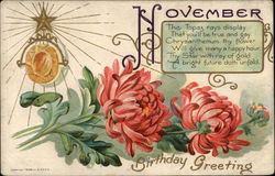 Birthday Greeting: November Postcard Postcard