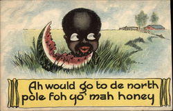 Ah Would Go to De North Pole Foh Yo' Mah Honey Black Americana Postcard Postcard