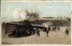 12" Battery in Action Military Postcard Postcard