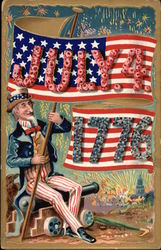 Uncle Sam Holding Flag 4th of July Postcard Postcard