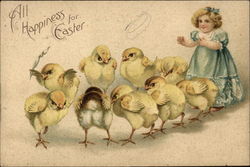 All Happiness for Easter with Child & Chicks With Chicks Postcard Postcard