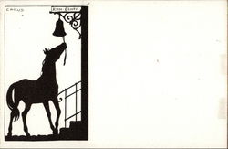 Silhouette of Horse Ringing a Bell Horses Postcard Postcard