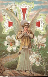 Easter Greetings With Angels Postcard Postcard