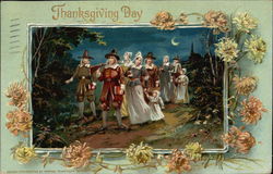 Thanksgiving Day Pilgrims Postcard Postcard