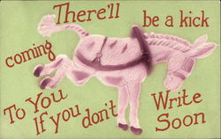 There'll be a Kick Coming to You if you Don't Write Soon Comic, Funny Postcard Postcard