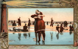 Couple Embracing on the Beach Couples Postcard Postcard