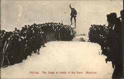 Ski-ing. The Jump at Finish of the Race. Montreal Skiing Postcard Postcard