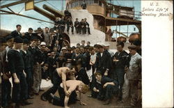 U.S. Sailor's Life - A Wrestling Match Postcard