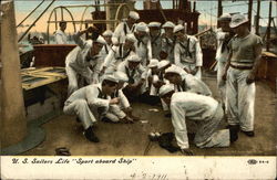 US Sailors Life "Sport Aboard Ship" Postcard