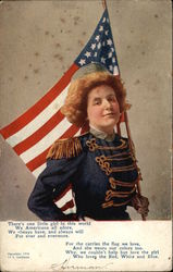 Woman Carrying Flag Patriotic Postcard Postcard