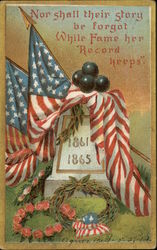 Nor Shall Their Story be Forgot While Fame Her Record Keeps Patriotic Postcard Postcard