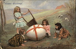 Easter Greetings With Children Postcard Postcard