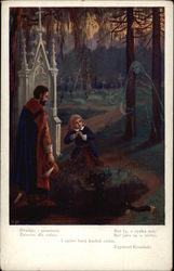 Two People Mourning Loved One Postcard