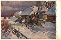 Poscig za Bolszewikami by Wojciech Kossak Art Postcard Postcard