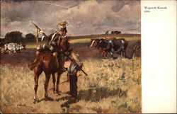 Stella - Soldier with Farmer, Oxen Art Postcard Postcard